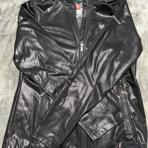 Columbia Women's Black Faux Leather Jacket with Zip Pockets OMNI HEAT